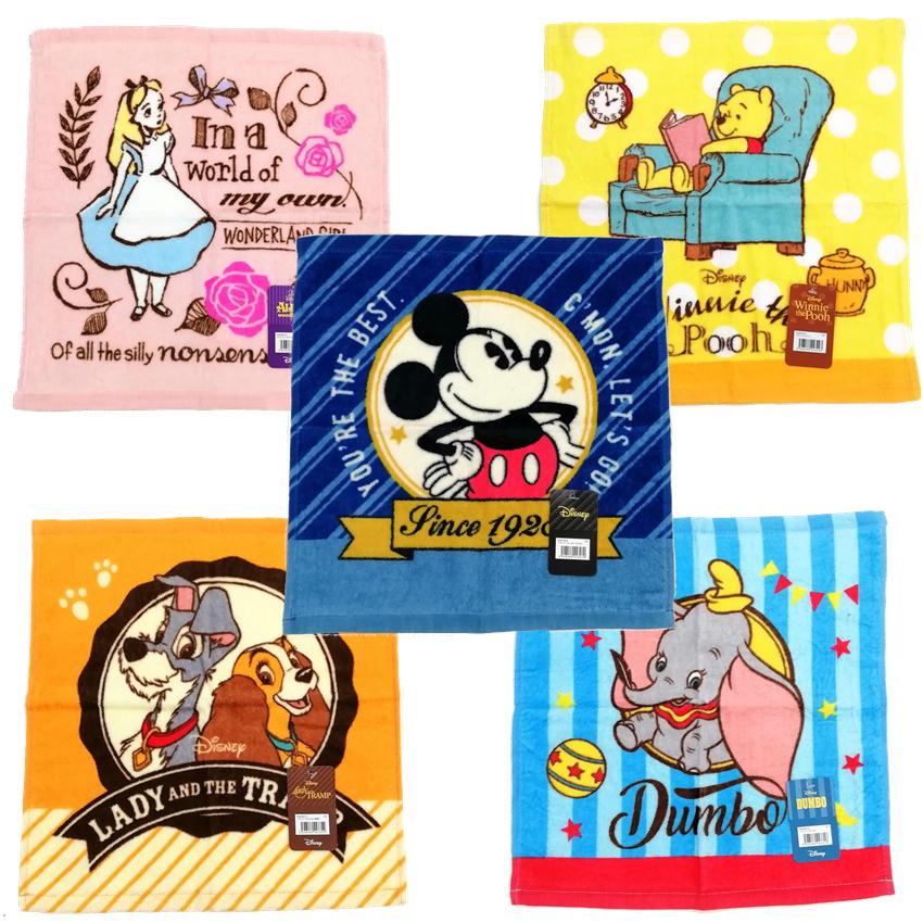 樂天商城 - ディズニー ウォッシュタオル トラッド キャラクター ハンドタオル ミッキー プー アリス ダンボ わんわん物語
