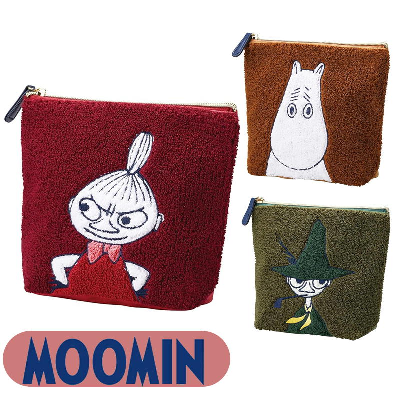 ムーミン ポーチ もこもこ サガラ刺しゅう 丸眞 リトルミイ スナフキン 小物入れ MOOMIN キャラクター グッズ コスメポーチ メイクポーチ 化粧ポーチ