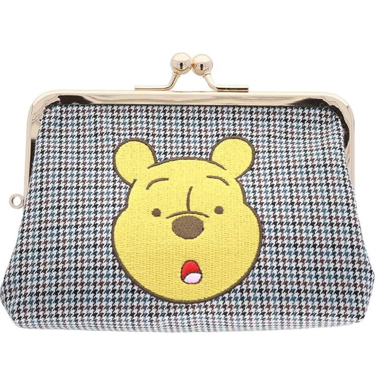 樂天商城 - ポーチ がま口刺繍 くまのプーさん サンスター文具 ディズニー キャラクター コスメポーチ 化粧ポーチ S2321874 小物入れ 千鳥格子