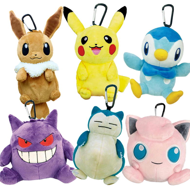 樂天商城 - ポケモン カラビナ付き ポーチ ポケットモンスター キャラクター グッズ マルヨシ ぬいぐるみ マスコット ピカチュウ イーブイ カビゴン ゲンガー プリン ポッチャマ