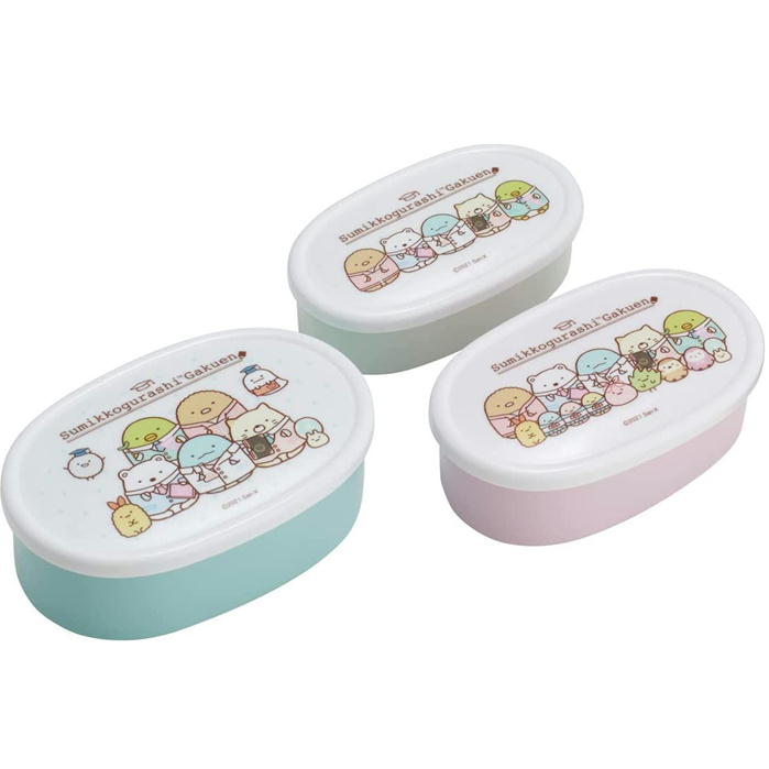 樂天商城 - すみっコぐらし 学園 抗菌 シール容器 SRS3SAG サンエックス キャラクター 保存容器 3個組 ランチボックス スケーター 日本製