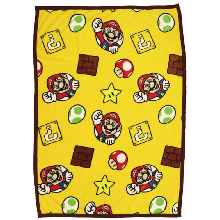 スーパーマリオ ハーフ毛布 ホッピングイエロー ブランケット 任天堂 キャラクター ハーフケット 丸眞 140×100cm [2]