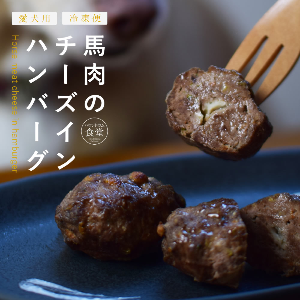 愛犬用 手作りご飯 馬肉のチーズインハンバーグ (1袋 約40g×5個入り) 冷凍便 無添加 国内製造 ドッグフード トッピング フレッシュフード 犬用冷凍食品 犬用冷凍ご飯 馬肉ハンバーグ ふわふわ ジューシー 食べない悩み ドライフード 小型犬 中型犬 大型犬 ハウンドカム食堂