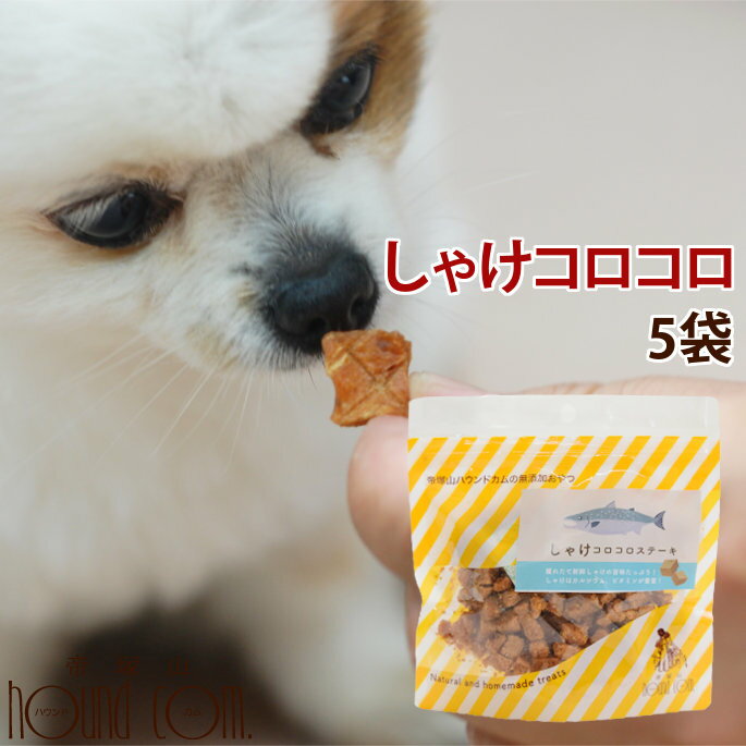 無添加獲れたて しゃけコロコロステーキ （ 5袋セット ）【鮭 シャケ 海鮮おやつ】犬 猫 愛犬用 プレゼント 犬用犬のおやつ【無添加】猫用 愛猫 ギフト オヤツ 猫用おやつ ワンコ ドッグ　 鶏肉アレルギーの愛犬に　【a0120】