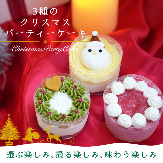 【12月中旬より順次発送】2026年 クリスマスケーキ 3種のクリスマスパーティーケーキ【冷凍】犬 クリスマスケーキ プレゼント ご飯 犬用スイーツ おやつ Christmas 国内製造 さつまいも チーズ 砂糖不使用 生クリーム不使用