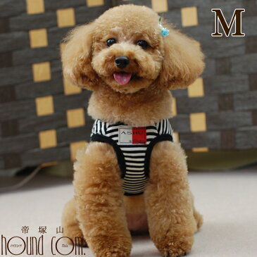 犬 ハーネス ASHU ウェアハーネス ボーダー M 【リードは別売り】 小型犬 子犬老犬にも優しい服型 ベスト型ハーネス胴輪 簡単 かわいいペット用ウエアハーネス【犬ハーネス ペット用品 ドッグ 高齢犬 シニア コーギー ウエア 夏】散歩アッシュ　洋服の上から