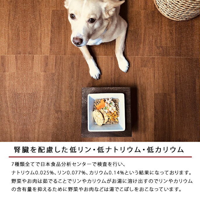 愛犬用手作り食　腎臓に優しい低リン単品7食Cセット【ハウンドカム食堂】犬用　惣菜　ドッグフード 低リン 食いつき 犬 手作り食 馬肉 鶏肉 トッピング 療法食を食べない愛犬に 犬　手作りご飯　犬　手作りごはん