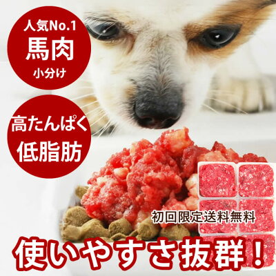 【割引クーポン配布中】【初回限定送料無料】 犬 馬肉 生肉小分けトレー1kg ドッグフード 低カロリーな犬用馬肉 犬 手作りごはん 高齢犬 シニア 犬用 馬肉 ふりかけ ドライフードにトッピング 人気 食いつき - Image 1