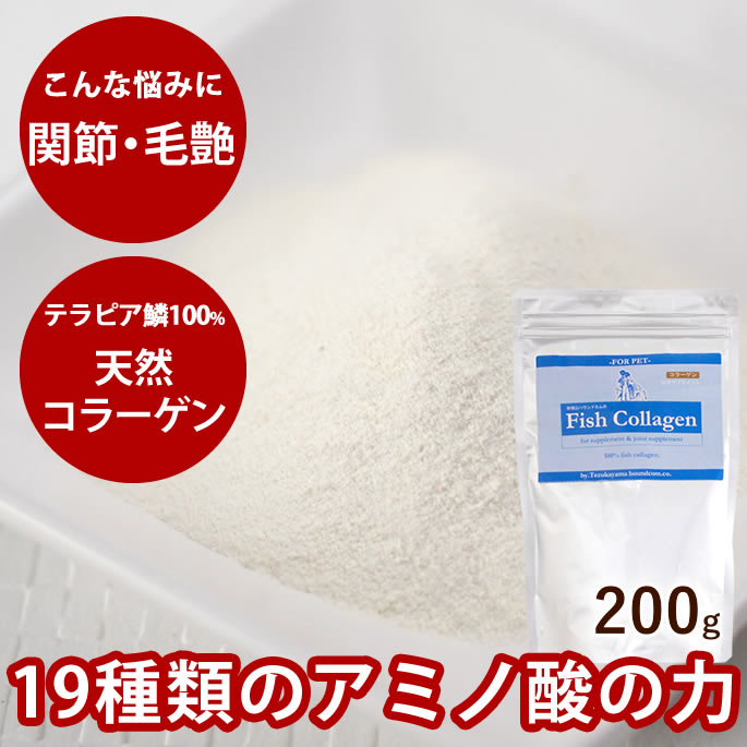 フィッシュコラーゲン 200g【犬猫 サプリメント】犬 コラーゲン サプリメント 粉末 毛艶 関節 皮膚 ジ..