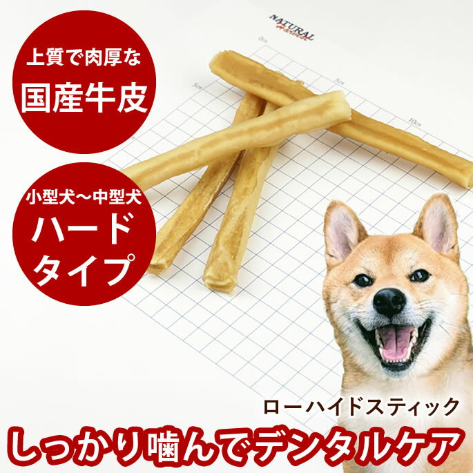 小型犬中型犬 かみかみローハイド スティック 10本入り 犬用 おやつ ナチュラルハーベスト ガム 無添加 牛皮