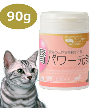 猫用サプリメント｜腎パワー元気　90g　猫の腎臓をケアする成分をブレンド配合したサプリメント。腎臓サポート　フードにふりかけるだけ　国産白なた豆　クルクミン　乳酸菌　コエンザイムQ10　ハトムギ　お腹　オメガ3　帝塚山ハウンドカム