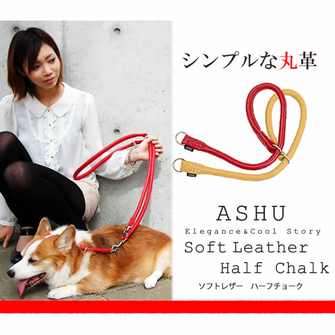 愛犬手作りご飯 ハウンドカム食堂のASHU*ソフトレザー[チョークカラー] サイズ：L 【中～大型犬用】｜アングル2