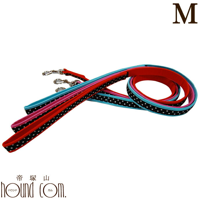 ASHU ラブリードット サイズM 全長110cm 犬用リード お散歩 中型犬、大型犬兼用 犬用リード 水玉 かわ..