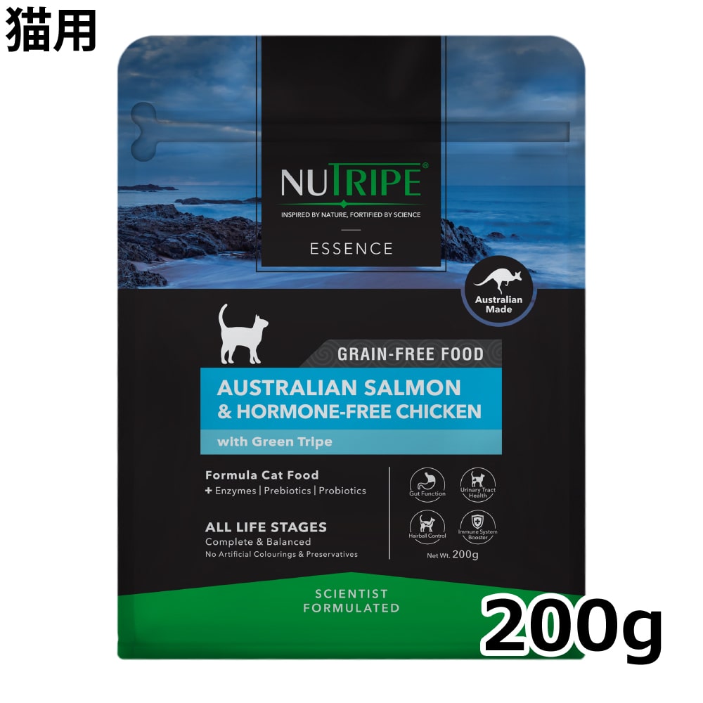 Rakuten - 【P2倍＆割引クーポン配布中】猫用　ニュートライプ　エッセンス　サーモン＆チキンwithグリーントライプ　200g　キャットフード　NUTRIPE　オールライフステージ　全年齢対応総合栄養食