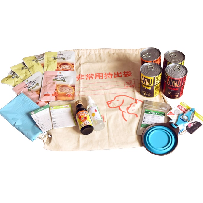 愛犬用　非常時セット8点セット＋フード付きセット　【非常食＆用品＆ドッグフード】※体重3kgの小型犬で約5～7日分の食事 【非常食＆用品】 ドッグフード レスキューレメディ 被災 非難用 防災のサムネイル