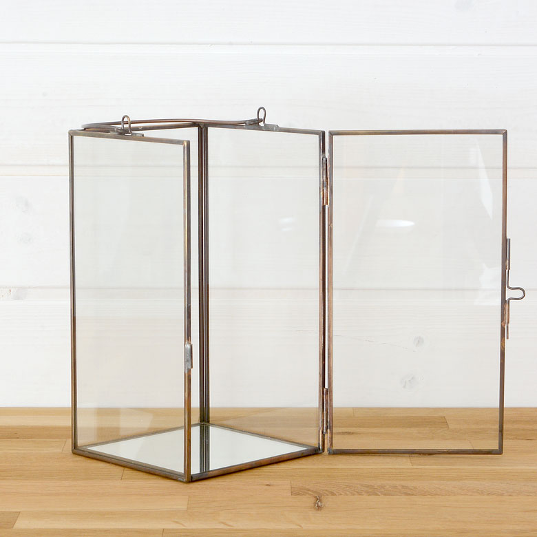 ガラスと真鍮でできた大きなキャンドルランタン(63150) 【ガラスボックス ガラスケース キャンドルランタン ディスプレイケース 小物入れ】通販格安セール情報 楽天 通販