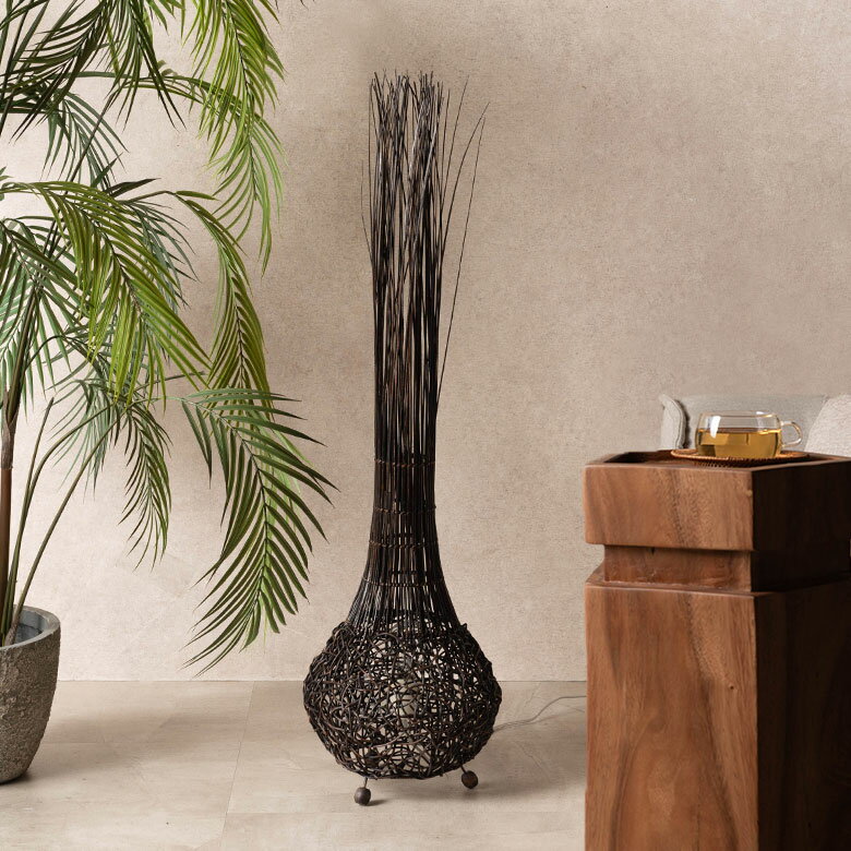 アジアン照明 ラタンとパームリブのマーキュリー アジアン ランプ アジアンランプ 照明 スタンド フロアライト フロアランプ テーブルランプ 間接照明 和風 バリ 雑貨 アジア雑貨 アジアン雑貨 照明器具 おしゃれ リビング ダイニング フロアスタンド [10067]