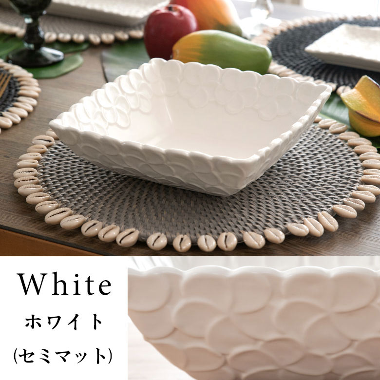 【最大500円クーポン】 深角皿 プルメリアモチーフ Lサイズ 21cm角 ホワイト グリーン 陶器製 Franzy フランジー 食器 スクエアボウル 深皿 スクエアプレート 角皿 角深皿 パスタ皿 おしゃれ キッチン雑貨 アジアン 雑貨 アジアン雑貨[pl6-668] asia-kobo-10017347 アジア工房 サンプル画像3