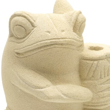 カラフルな旗専用のカエルの アジアン 石像[右向き][9746b]【バリ 雑貨 アジア雑貨 アジアン雑貨】【バリ島の彫刻 カエルオブジェ】