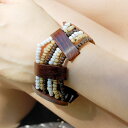木製プレートとビーズのアシンメトリー アジアン ブレスレット ブラウンミックス ブレスレット レディース バングル かわいい アクセサリー おしゃれ バリ雑貨 ...