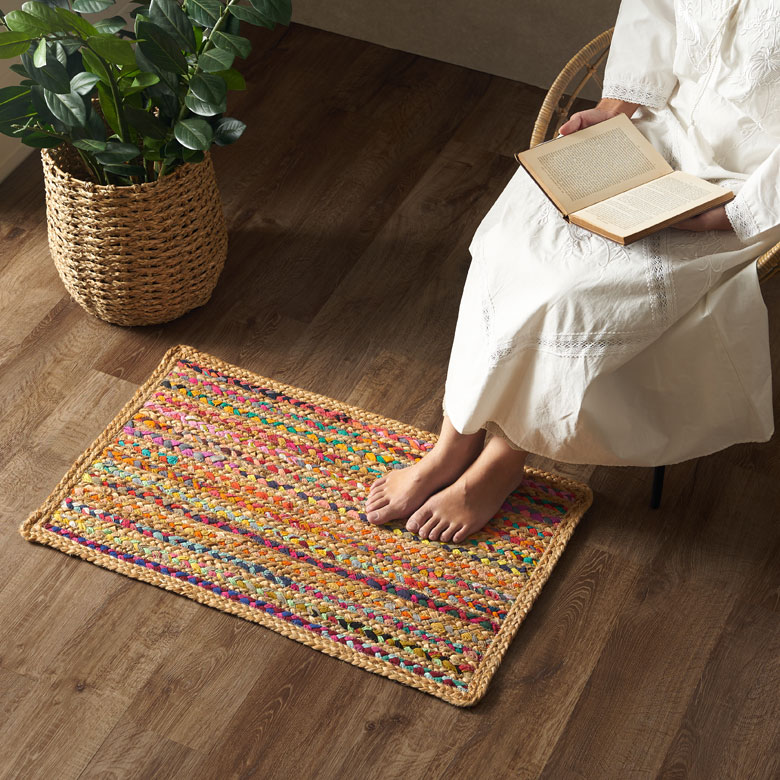 玄関マット ラグ ジュートラグ リサイクル コットン 幅80cm 50×80 長方形 約 W 80c...