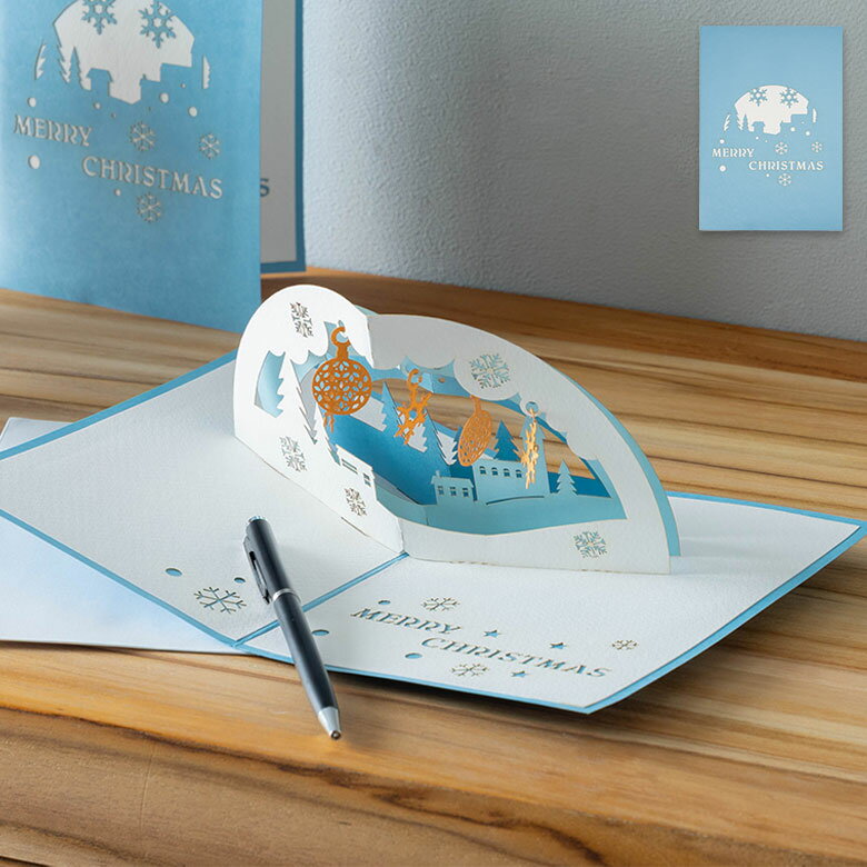 【最大500円クーポン】 クリスマスカード ポップアップ 立体 おしゃれ スノードーム メッセージカード ギフト 輸入 飛び出す 北欧 シンプル かわいい 大人...