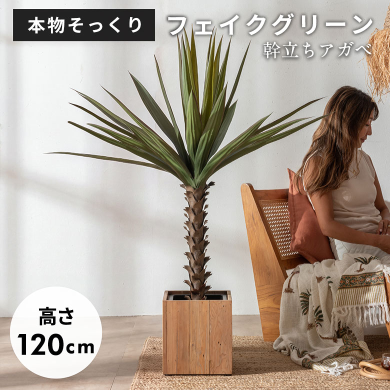 フェイクグリーン アガベ 120cm 6号鉢 観葉植物 水やり不要 フェイク おしゃれ 中型 玄関 リビング 室内 日陰 屋外 人工植物 造木 枯れない 植物 グリーン 緑 造花 オフィス 店舗装飾 インテリア アジアンフェイクグリーン アジアン雑貨 [67285]