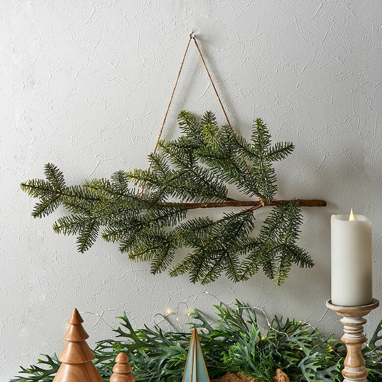フェイクグリーン パイン フェイク グリーン 枝 ハンギング 約 W 63cm D 6cm H 30cm 造花 アーティフィシャルフラワー クリスマス スワッグ...