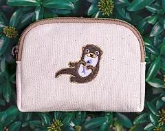 【一帆布包】台湾雑貨/ コインケース ユーラシアカワウソ 台湾版 金門水獺 台湾帆布 海外小物 野生動物..