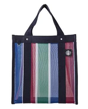 台湾スターバックス/ ストライプ メッシュ トートバッグ 台湾版　スタバ台湾 海外スタバ スターバックスコーヒー STARBUCKS 星巴克 限定 大容量 かばん カバン 手提げ 漁師網バッグ シンプル おしゃれのサムネイル