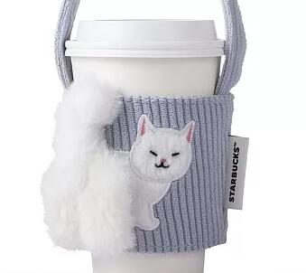 台湾スターバックス/ ブルーキャットテイル ドリンクバッグ 台湾版 スタバ台湾 海外スタバ スターバックスコーヒー STARBUCKS 星巴克 ドリンクホルダー カップホルダー おしゃれ かわいい シンプル　猫　ねこ　ネコ　キャット　にゃんこのサムネイル