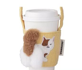 台湾スターバックス/ イエローキャットテイル ドリンクバッグ 台湾版 スタバ台湾 海外スタバ スターバックスコーヒー STARBUCKS 星巴克 ドリンクホルダー カップホルダー おしゃれ かわいい シンプル　猫　ねこ　ネコ　キャット　にゃんこのサムネイル