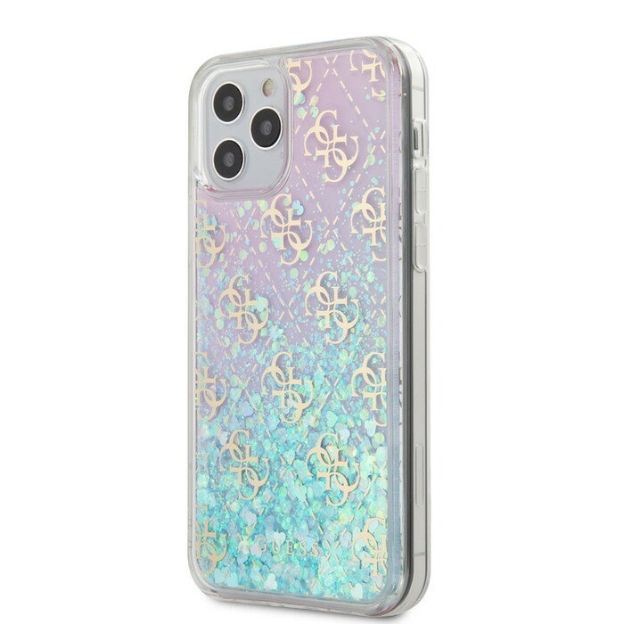 GUESS iphone12 iphone12 pro ケース HC LIQ. GLITTER 4G PINK BACK IRIDESCENT