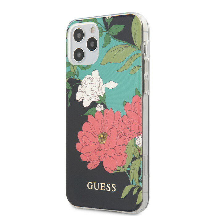 GUESS iphone12 mini ケース iphone12 iphone12 pro ケース PC/TPU CASE FLOWER N°1 BLACK