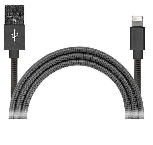 充電ケーブル iPhoneケーブル 1m グレー ステンレス ケーブル Lightning USBケーブル 充電 同ライトニングケーブル 充電器 充電ケーブル iPhone iPad