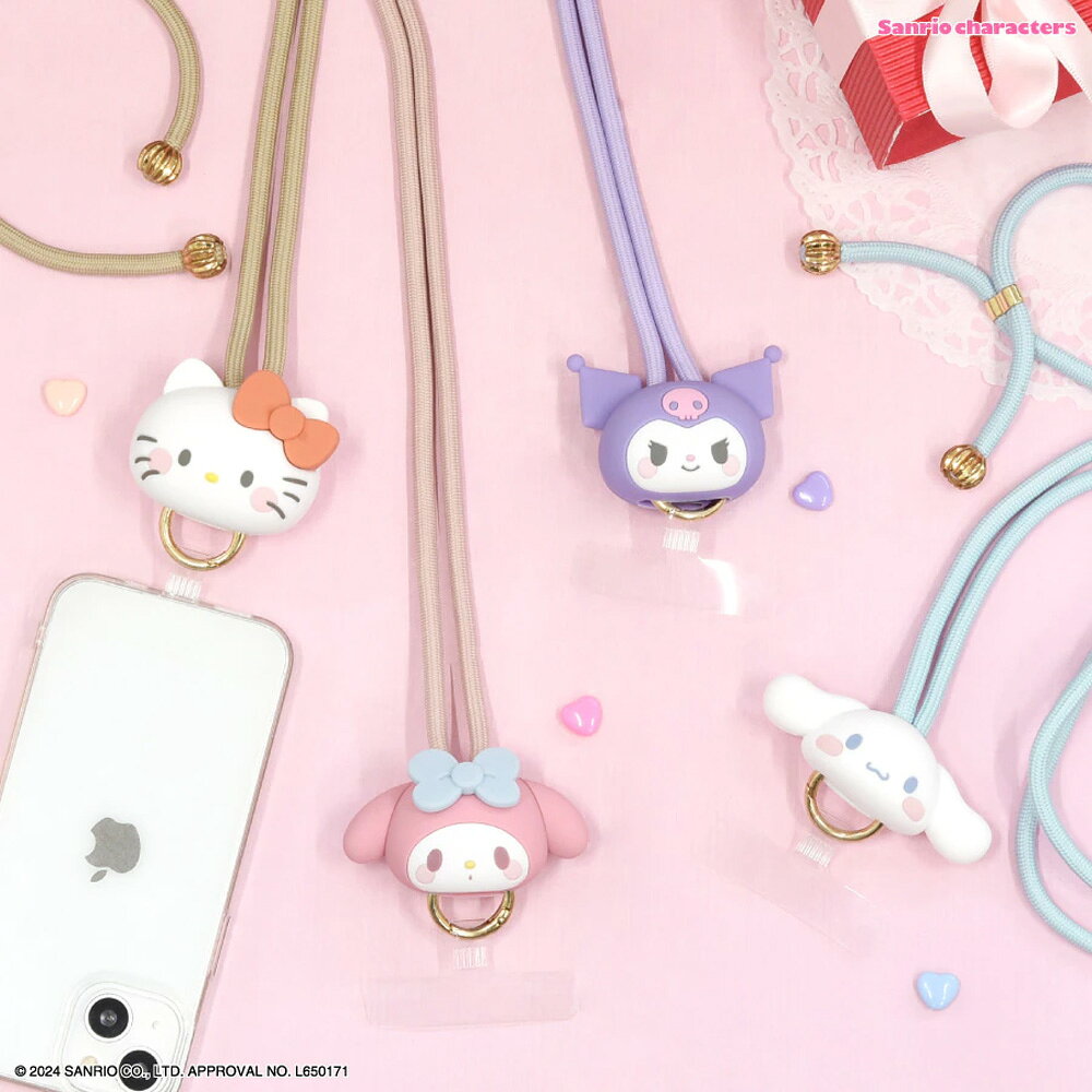 サンリオ スマホ ショルダーストラップ ストラップホルダー キティ マスコット キャラクター グッズ 携帯 スマホ 携帯ストラップ ショルダー 肩掛け 首掛け 首かけ 斜めがけ ネックストラップ