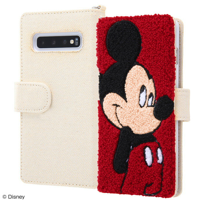 Galaxy S10 ディズニー カバー ケース 手帳型 もこもこ ふわふわ サガラ刺繍 かわいい カード入れ SC-03L SCV41 SM-G973C 楽天モバイル docomo au ミッキー