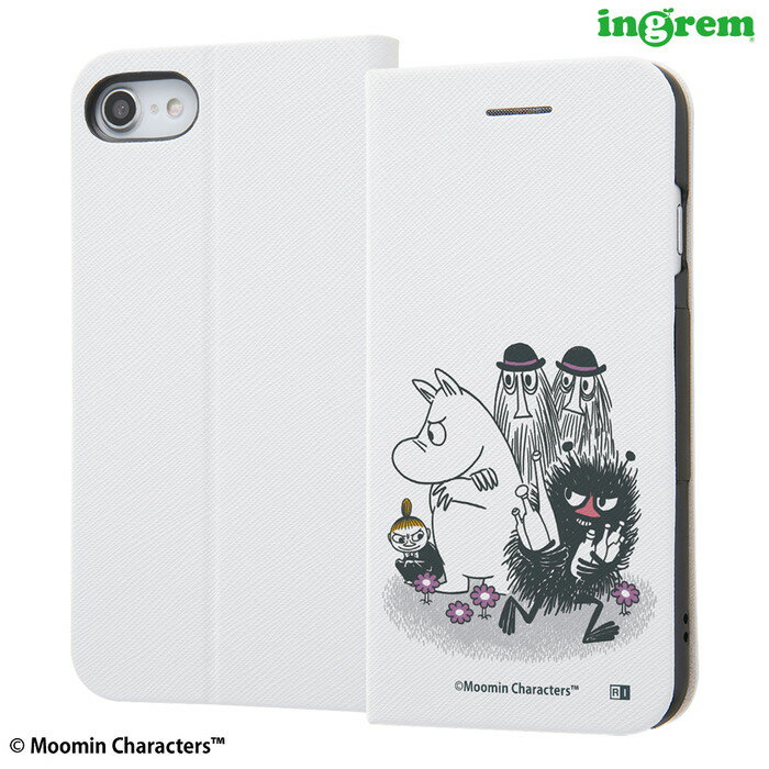 iPhone SE3 SE2 8 7 第3世代 第2世代 iPhoneSE ムーミン ケース 手帳型 レザー 革 保護 シンプル マグネット カード入れ ポケット付き 収納 ベルト キャラクター かわいい 可愛い カード収納