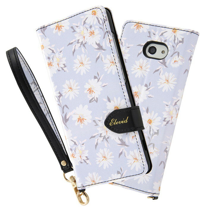 乐天商城 - BASIO4 ケース 手帳型レザーケース 総花柄 ハンドストラップ付き ブルー ベイシオ4 手帳ケース カード収納