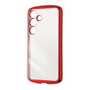 Galaxy S24 ケース クリア メタリック レッド GalaxyS24 SC-51E SCG25 ギャラクシーS24 クリアケース 耐衝撃 カバー ソフト スマホカバー スマホケース