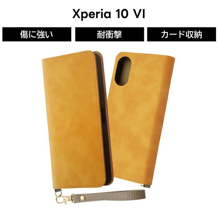 乐天商城 - Xperia 10 VI ケース 手帳型 Xperia10VI SO-52E エクスペリア10VI イエロー レザー ストラップ付 耐衝撃 丈夫 ソフト ハード スマホケース カード収納