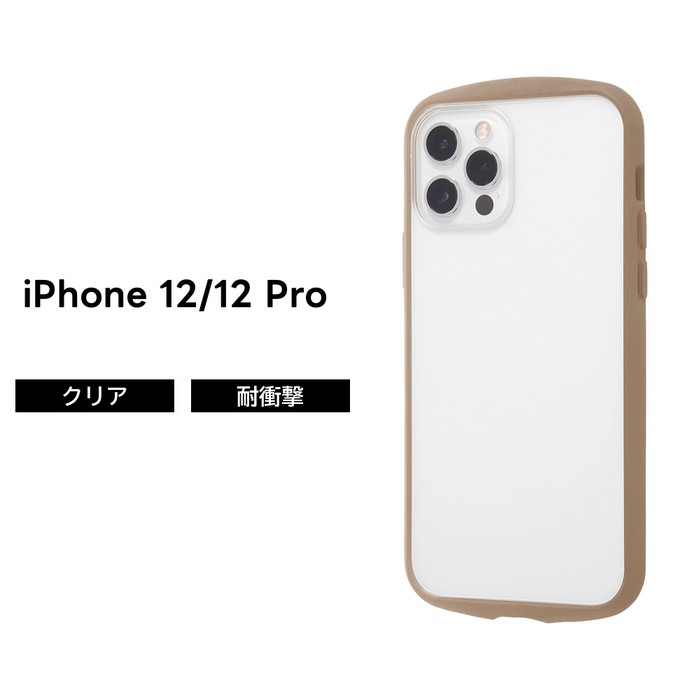 Rakuten - iPhone 12 Pro 耐衝撃ハイブリッドケース Puffull クリア ベージュ 透明 iPhone12