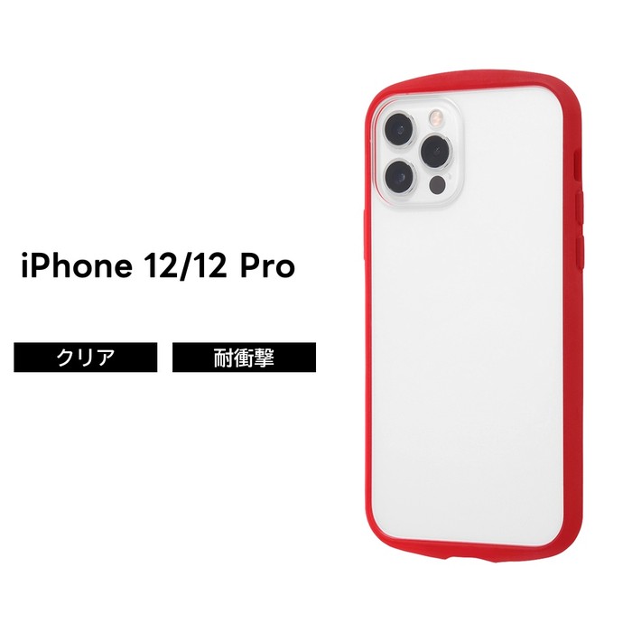 乐天商城 - iPhone 12 Pro 耐衝撃ハイブリッドケース Puffull クリア レッド 透明 iPhone12