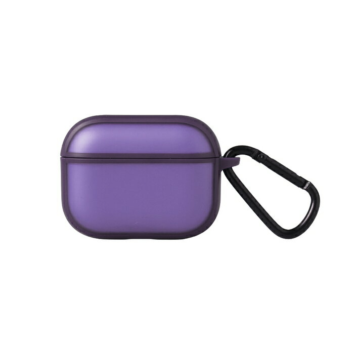 AirPods Pro3 ケース 耐衝撃 指紋防止 エアーポッズ プロ3 第3世代 イヤホンケース クリア パープル カラビナ付き おしゃれ シンプル マット 指紋を防ぐ 指紋がつかない ワイヤレス充電対応 滑らない 落とさない 持ち運び 落下防止 紛失防止 携帯 便利 傷防止 傷を防ぐ