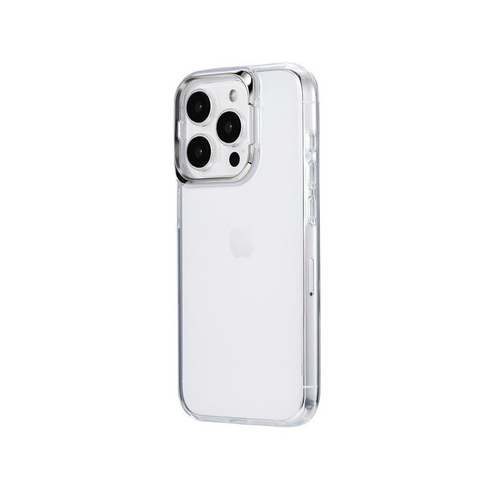 Rakuten - iPhone15 iPhone14 スタンド付 ハイブリッドケース シルバー 衝撃吸収 カメラレンズ保護 エアクッション マイクロドット加工 アイフォン15 アイフォン14