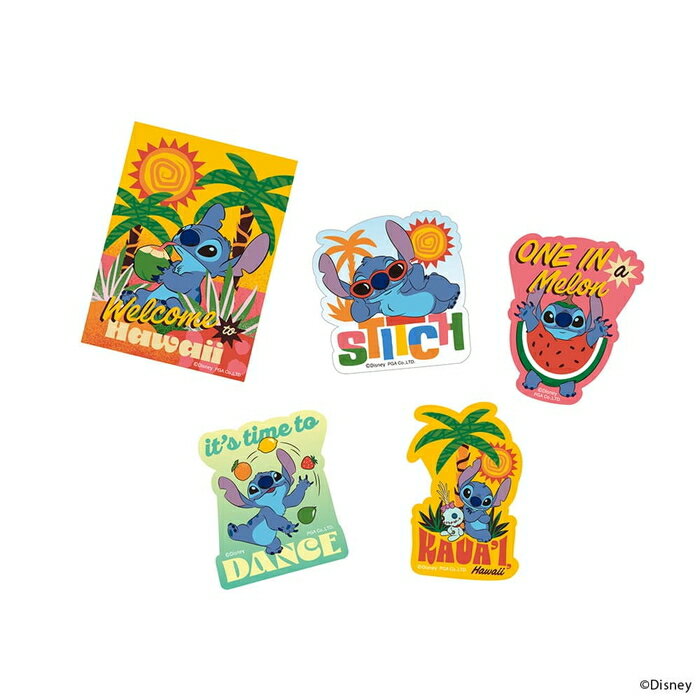 ステッカー キャラクター ディズニー Disney スティッチ シール スマホ かわいい スマホステッカー スクランプ STITCH 5枚 5種 セット 耐水 耐光 シンプル おしゃれ 人気 防水性 色褪せない 水に強い 長持ち 耐久性