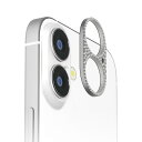 iPhone16 カメラフィルム カメラカバー カメラレンズフレーム ラインストーン シルバー