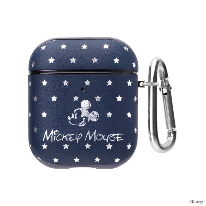 ★ポイント10倍 11/30 23:59迄★AirPods ケース ディズニー PUレザーケース ミッキーマウス / ネイビー エアポッズ カバー