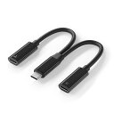 イヤホン変換アダプタ USB-C to USB-C 3.5mm USB-C充電ポート付 タイプC ステレオミニプラグ ブラック 高音質 DAC搭載 変換ケーブル...