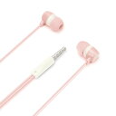イヤホン ステレオイヤホン 有線イヤホン 3.5mm 有線 カナルタイプ フラットコード ハンズフリー マイク付き 通話 ストレートプラグ ピンク くすみピンク